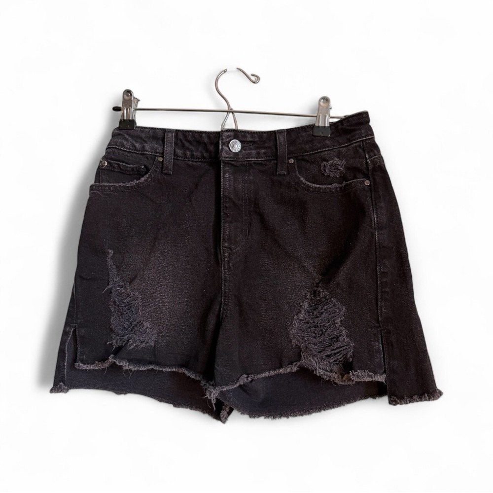 GUESS High Rise Cutoff Shorts Women’s 28 Black Distressed Raw Hem Y2K
